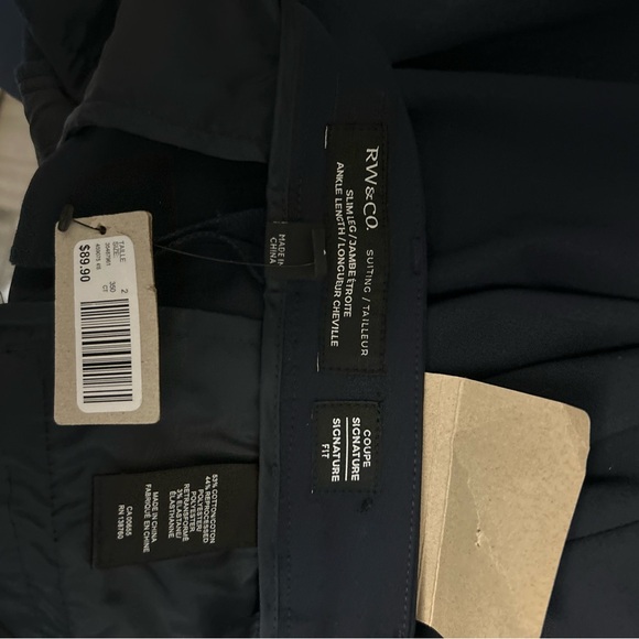 RW&Co Slim Leg Ankle Length Pants Navy Blue Size 2 - Picture 4 of 4